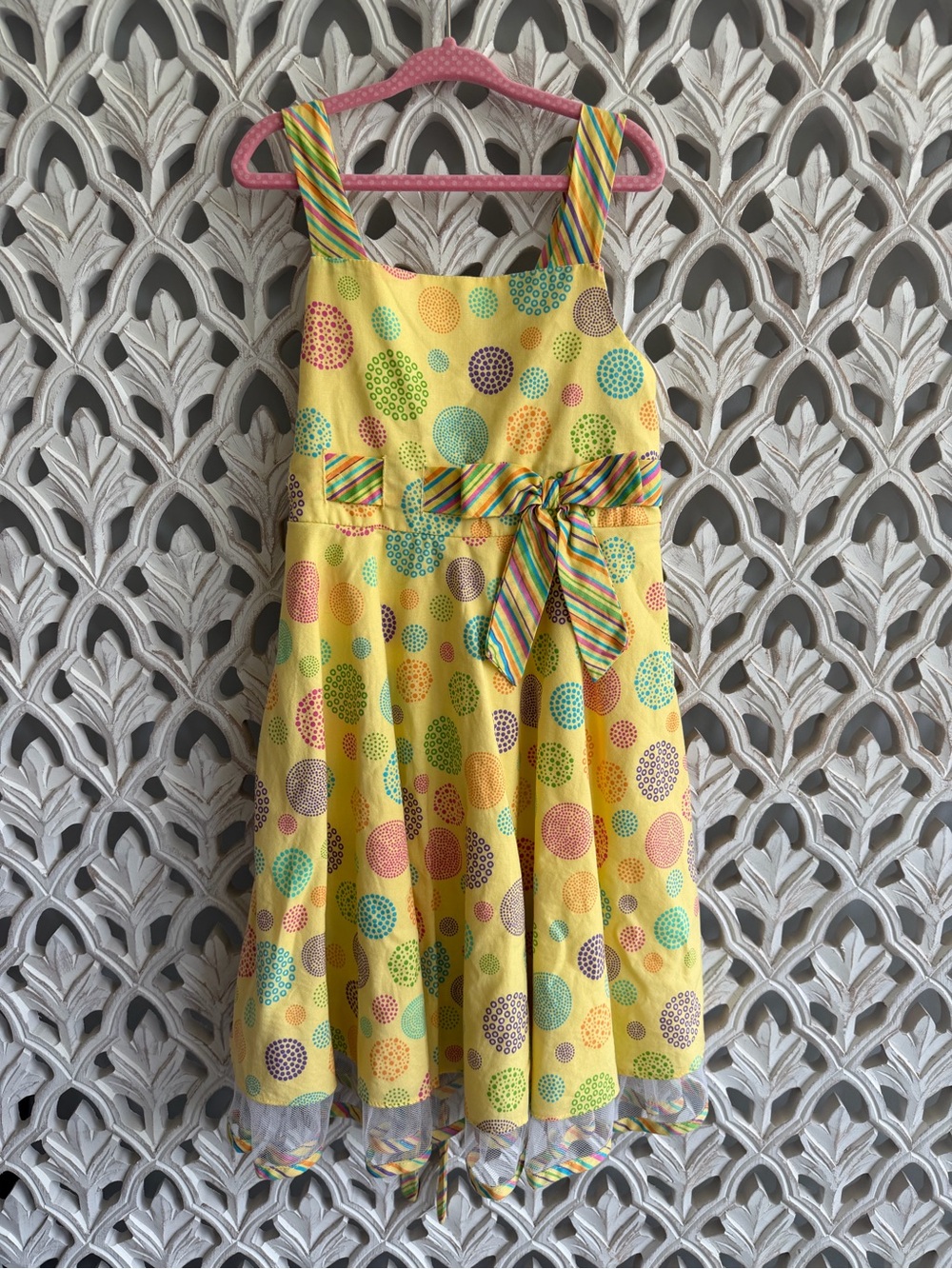 Rare Editions Yellow Rainbow Sunburst Party Dress, size 6
